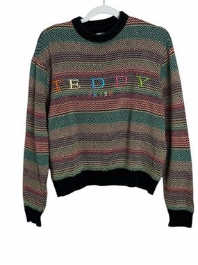 Teddy Fresh Crewneck Rainbow Striped Sweater Size Small